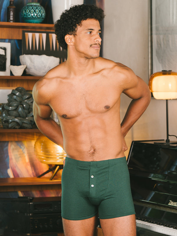 Pétrone boxer héritage coton biologique tencel lyocell vert bouteille homme#couleur_vert-bouteille