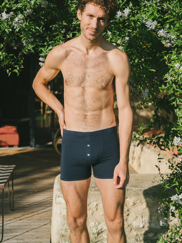 Pétrone boxer héritage coton biologique tencel bleu marine homme#couleur_bleu-marine