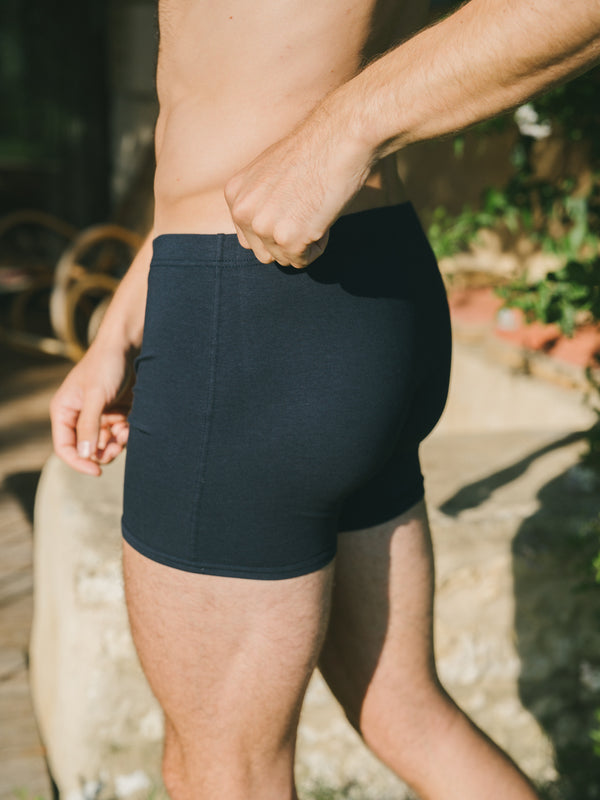 Pétrone boxer héritage coton biologique tencel bleu marine homme#couleur_bleu-marine
