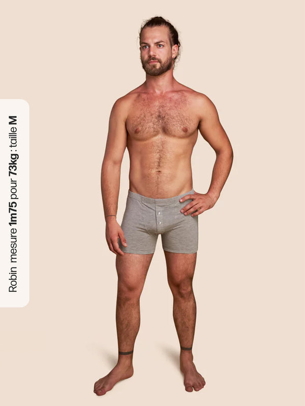 Pétrone boxer héritage coton pima micromodal gris chiné clair homme#couleur_gris-chiné-clair