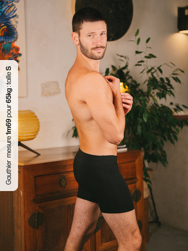 Pétrone boxer héritage coton biologique tencel lyocell noir homme#couleur_noir