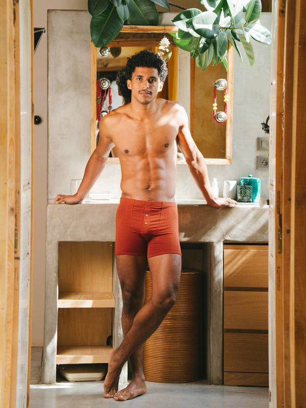 Pétrone boxer héritage coton biologique tencel lyocell rouille homme#couleur_rouille