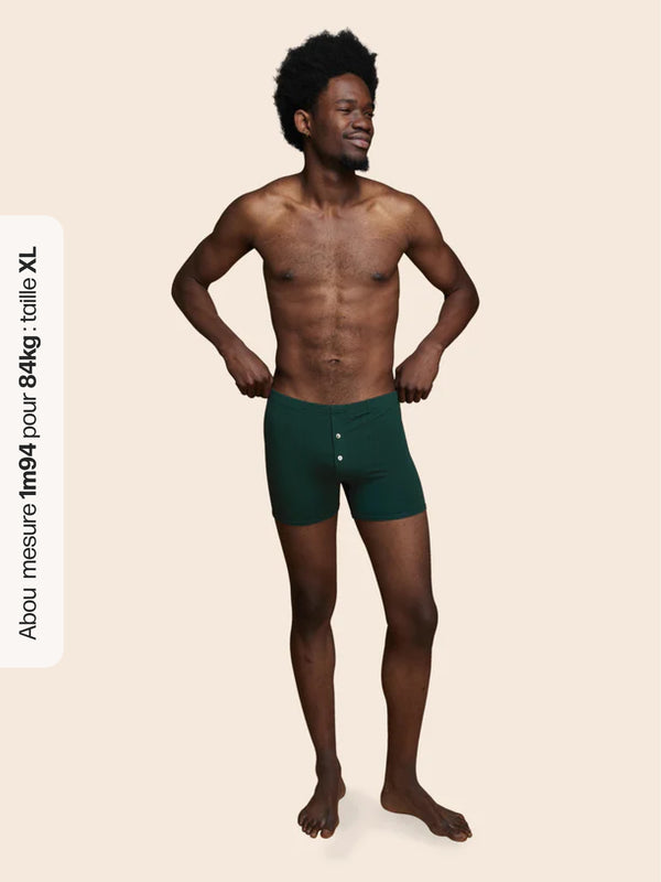 Pétrone boxer héritage coton biologique tencel vert bouteille homme#couleur_vert-bouteille