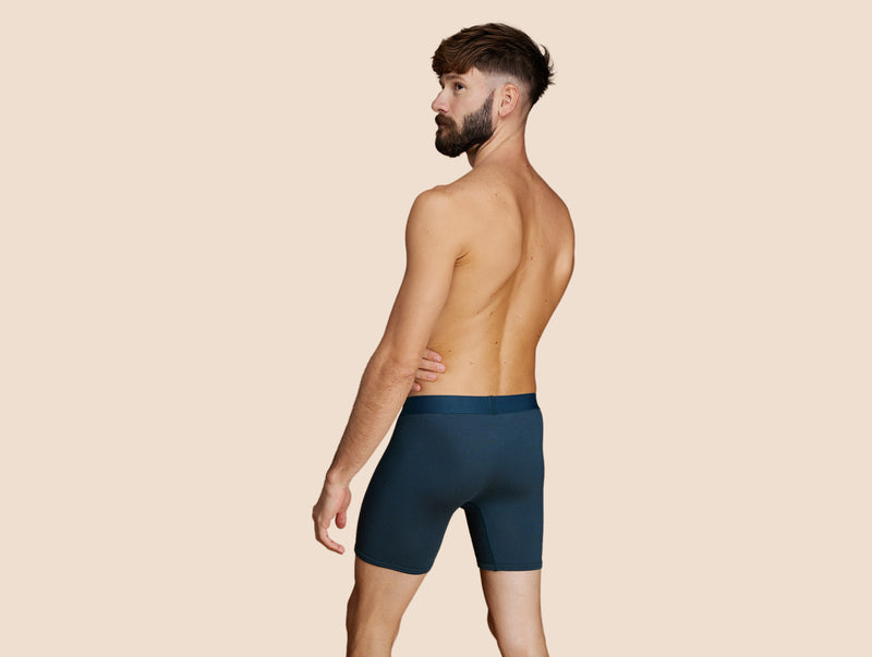 Pétrone boxer long laine mérinos Tencel bleu pétrole homme#couleur_bleu-pétrole