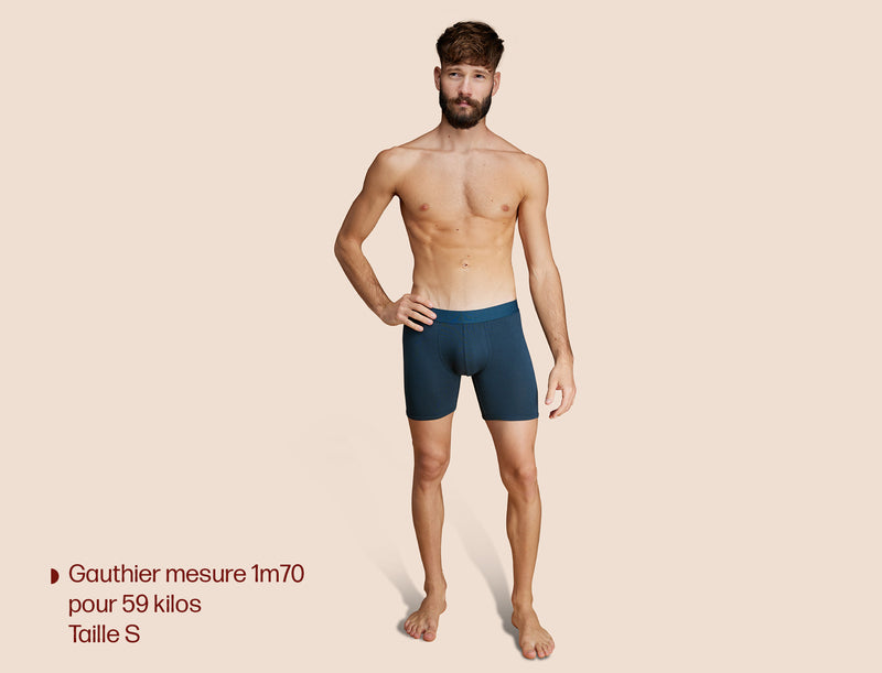 Pétrone boxer long laine mérinos Tencel bleu pétrole homme#couleur_bleu-pétrole