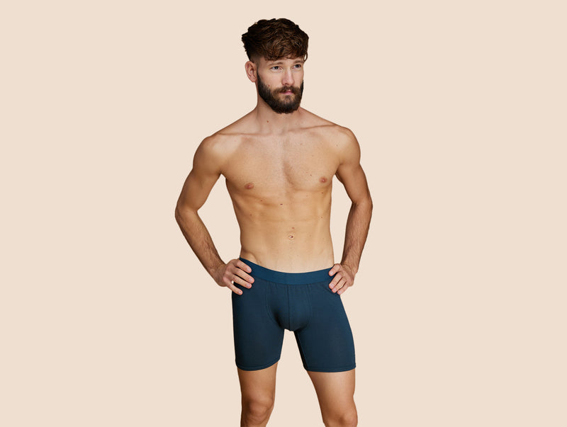 Pétrone boxer long laine mérinos Tencel bleu pétrole homme#couleur_bleu-pétrole
