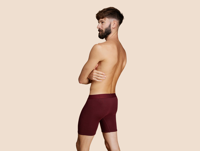Pétrone boxer long laine mérinos Tencel bordeaux foncé homme#couleur_bordeaux-foncé