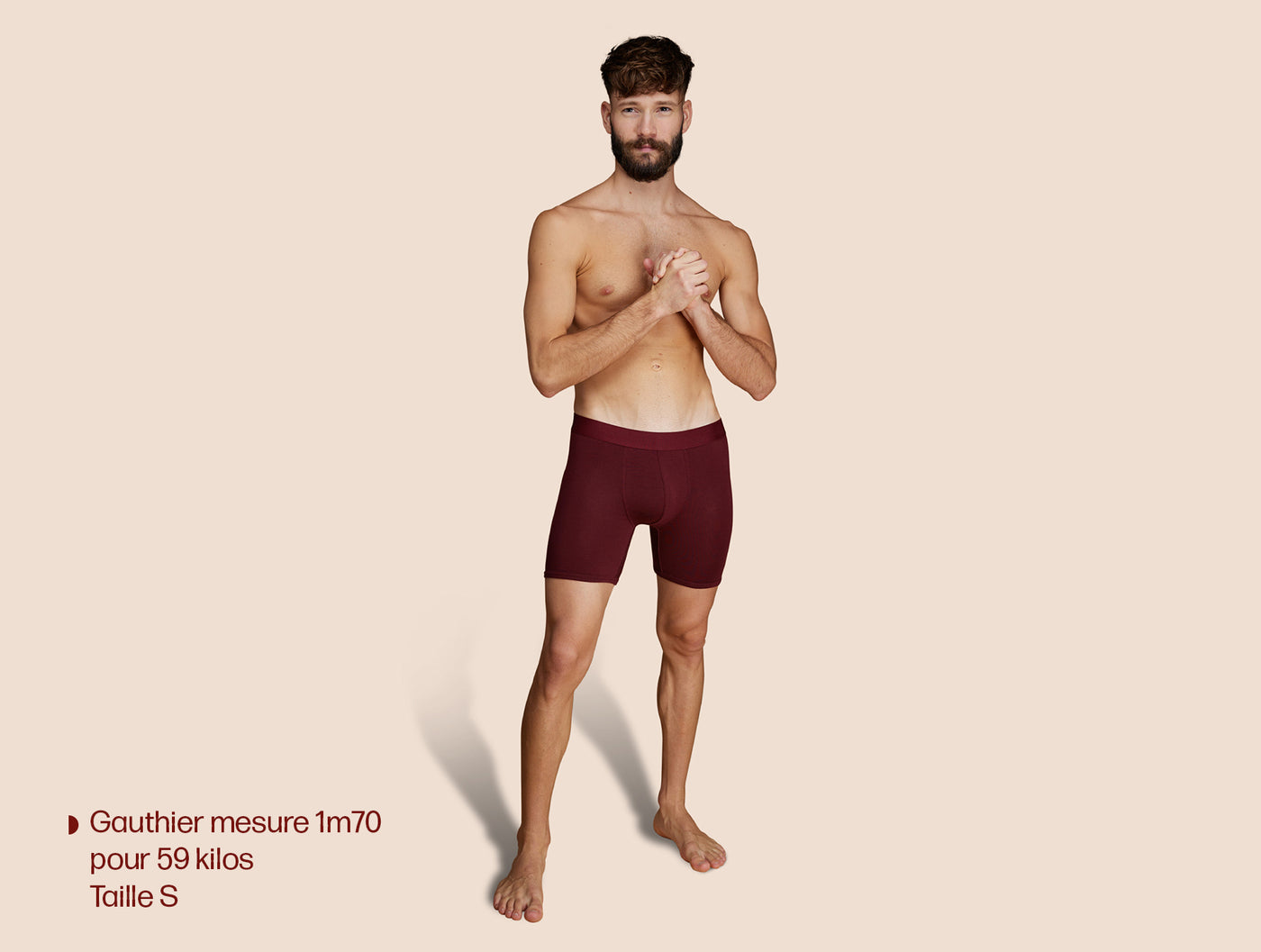 Pétrone boxer long laine mérinos Tencel bordeaux foncé homme#couleur_bordeaux-foncé