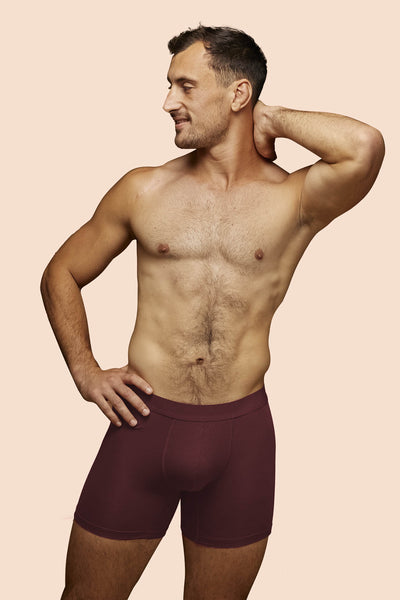 Pétrone boxer sport long tencel bordeaux foncé homme