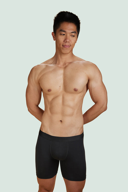 Pétrone boxer sport long tencel noir homme