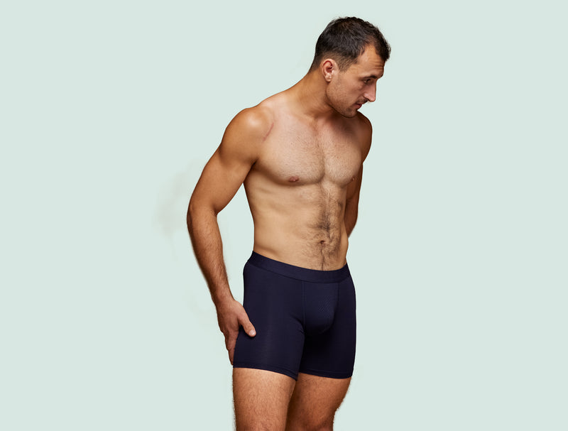 Pétrone boxer sport long tencel bleu marine homme#couleur_bleu-marine