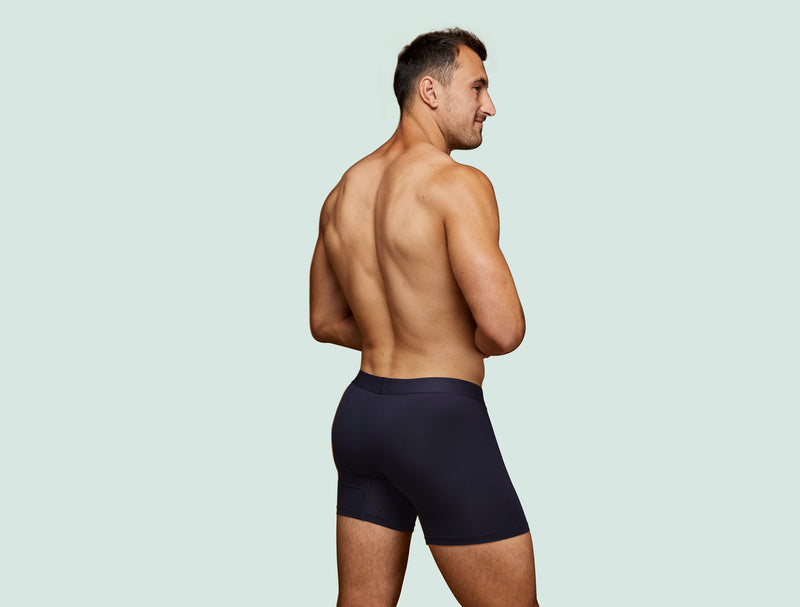 Pétrone boxer sport long tencel bleu marine homme#couleur_bleu-marine