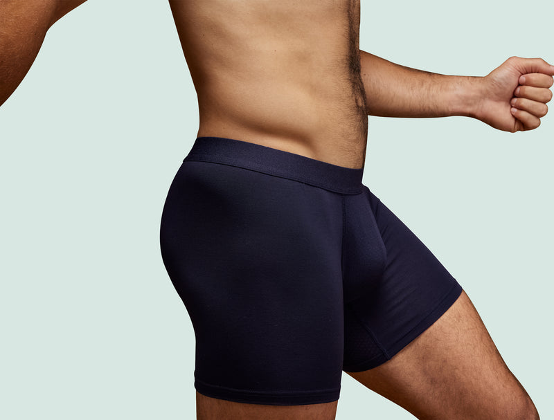 Pétrone boxer sport long tencel bleu marine homme#couleur_bleu-marine