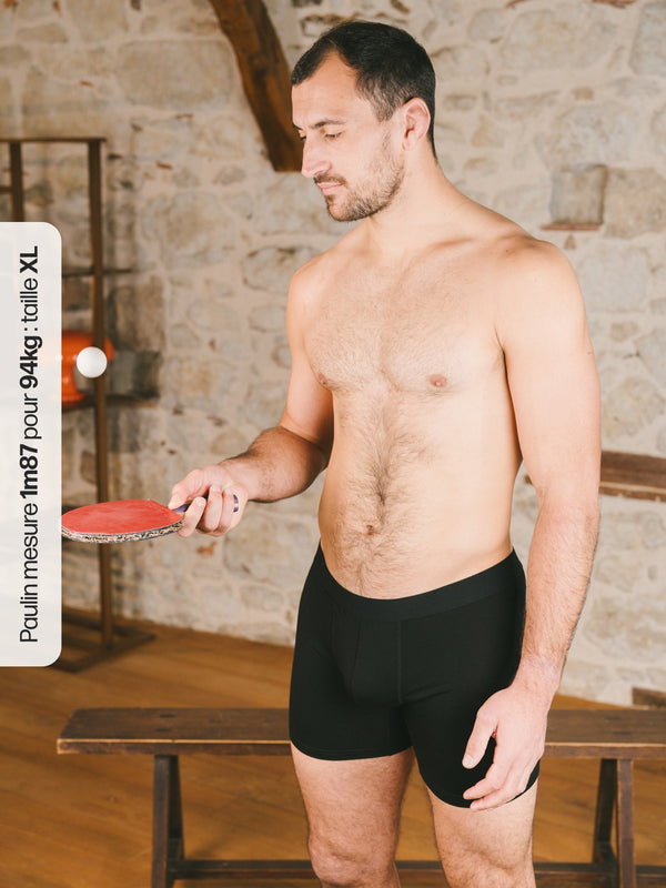 Pétrone boxer sport long tencel noir homme#couleur_noir