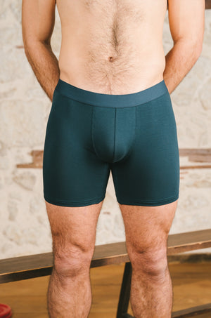 Pétrone boxer sport long tencel bleu pétrole homme