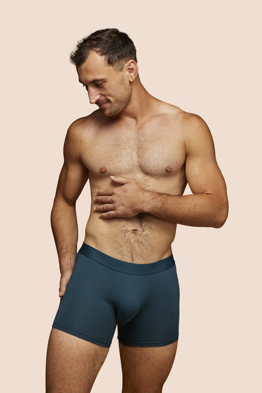 Pétrone boxer coton bio bleu pétrole homme