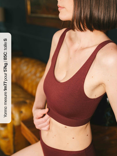 Pétrone brassière croisée bordeaux femme#couleur_bordeaux-foncé
