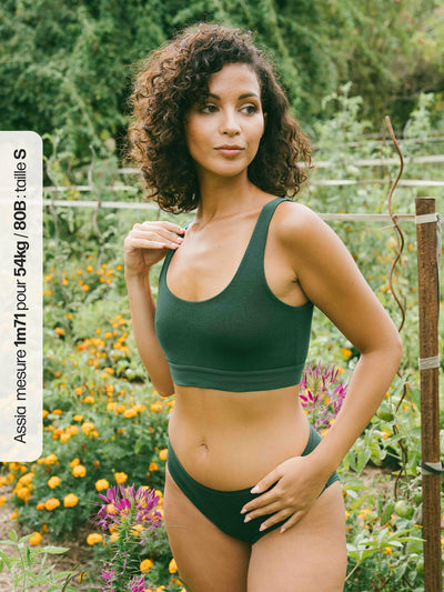 Pétrone brassière croisée vert bouteille femme#couleur_vert-bouteille