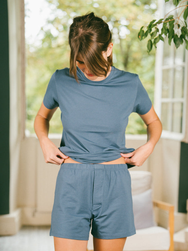 Pétrone caleçon coton pima micromodal bleu céruléen femme#couleur_bleu-céruléen