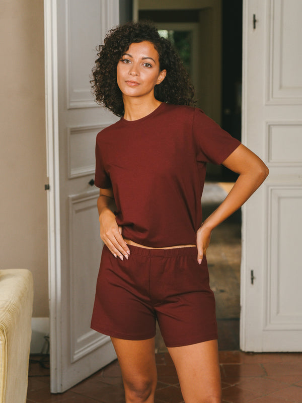 Pétrone caleçon coton pima micromodal bordeaux foncé femme#couleur_bordeaux-foncé