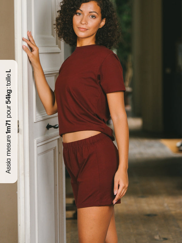 Pétrone caleçon coton pima micromodal bordeaux foncé femme#couleur_bordeaux-foncé