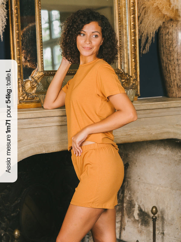 Pétrone caleçon coton pima micromodal ocre femme#couleur_ocre
