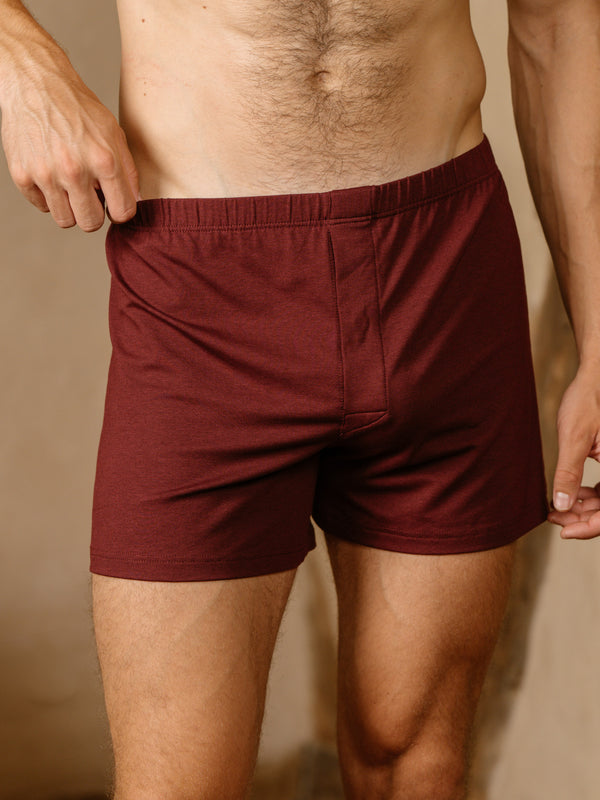 Pétrone caleçon coton pima micromodal bordeaux foncé homme#couleur_bordeaux-foncé