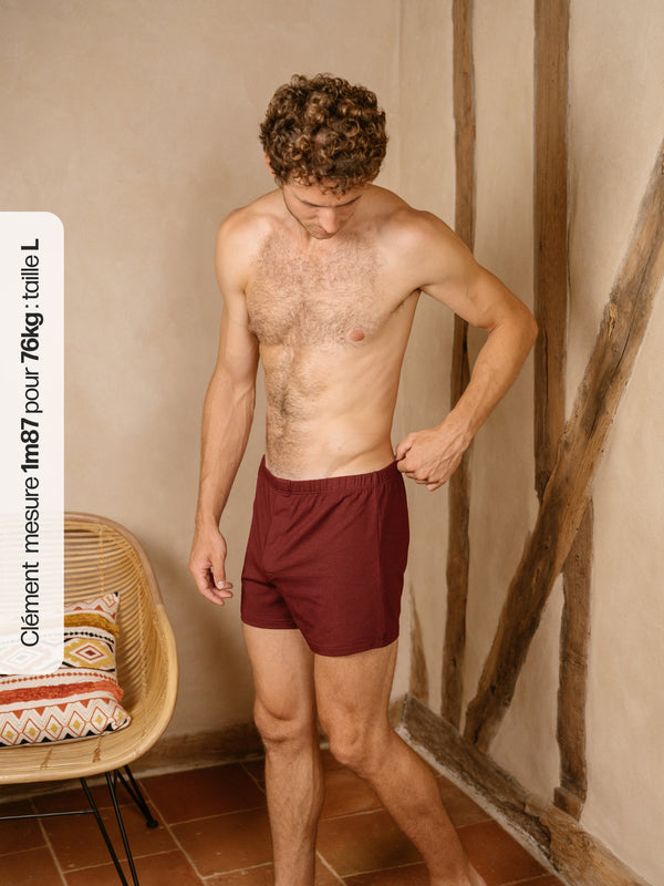 Pétrone caleçon coton pima micromodal bordeaux foncé homme#couleur_bordeaux-foncé