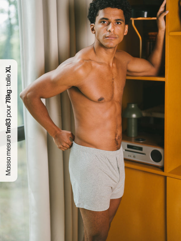 Pétrone caleçon coton pima micromodal gris chiné clair homme#couleur_gris-chiné-clair