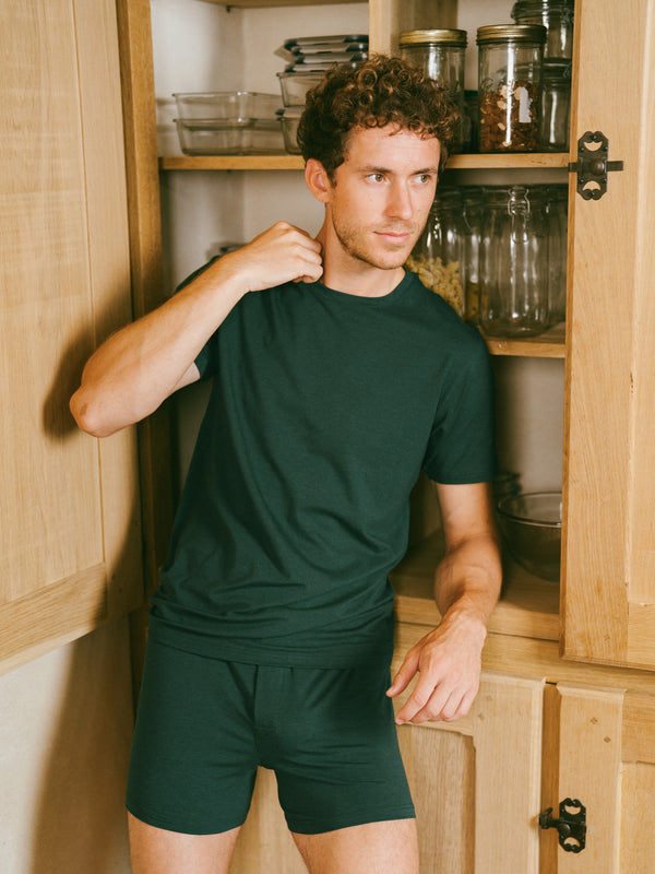 Pétrone T-shirt manches courtes coton pima micromodal vert bouteille homme#couleur_vert-bouteille