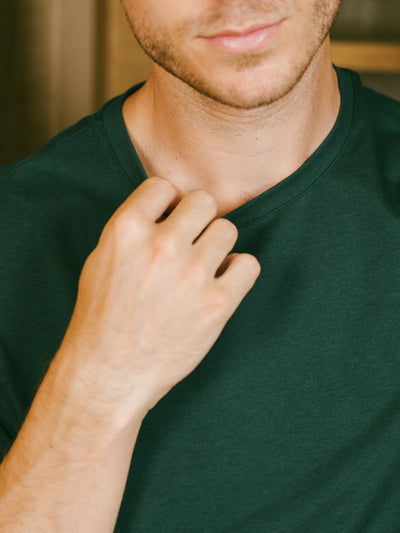 Pétrone T-shirt manches courtes coton pima micromodal vert bouteille homme#couleur_vert-bouteille