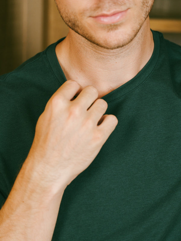 Pétrone T-shirt manches courtes coton pima micromodal vert bouteille homme#couleur_vert-bouteille