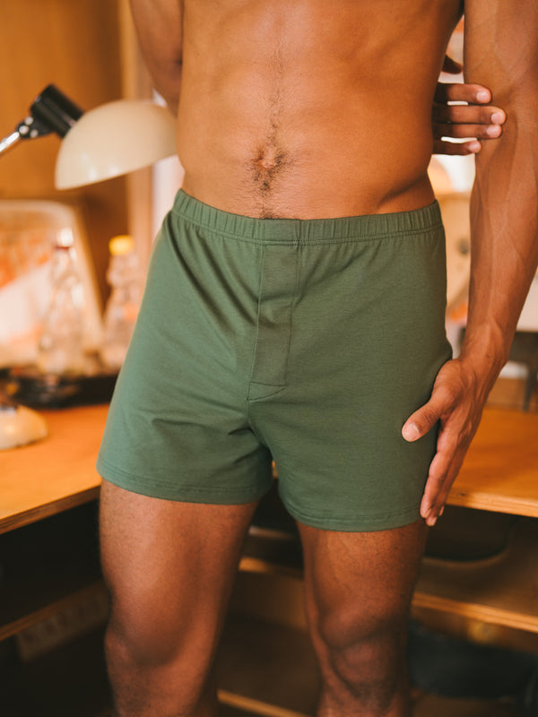 Pétrone caleçon coton pima micromodal vert kaki homme#couleur_vert-kaki