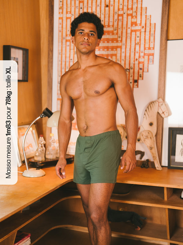 Pétrone caleçon coton pima micromodal vert kaki homme#couleur_vert-kaki