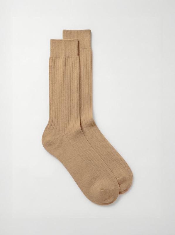 Pétrone chaussettes côtelées mi-mollet en fil d'Ecosse italien taupe hommes#couleur_taupe