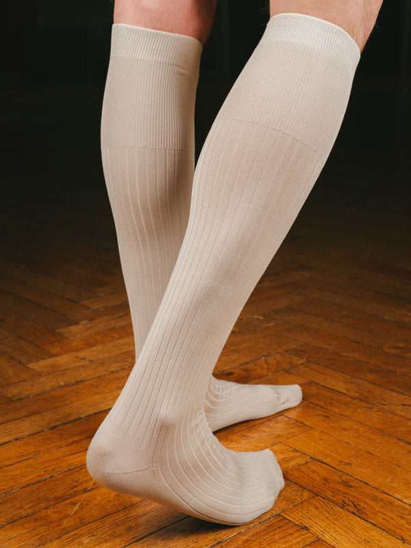 Pétrone mi-bas fil d’Écosse homme#couleur_beige