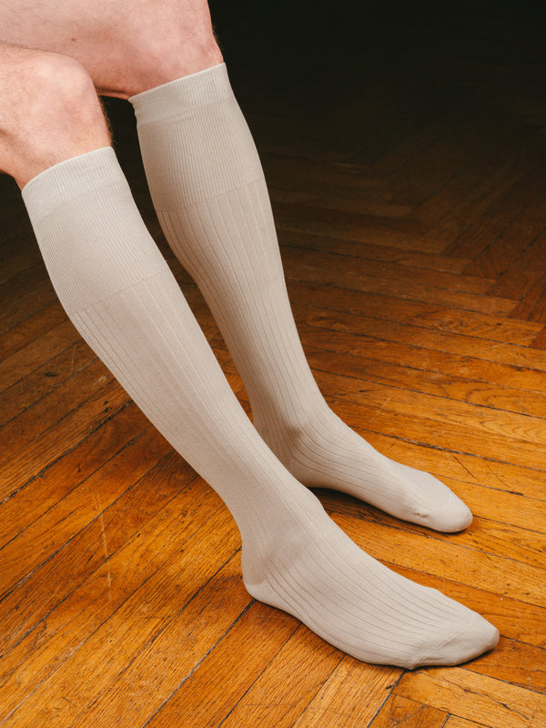 Pétrone mi-bas fil d’Écosse homme#couleur_beige