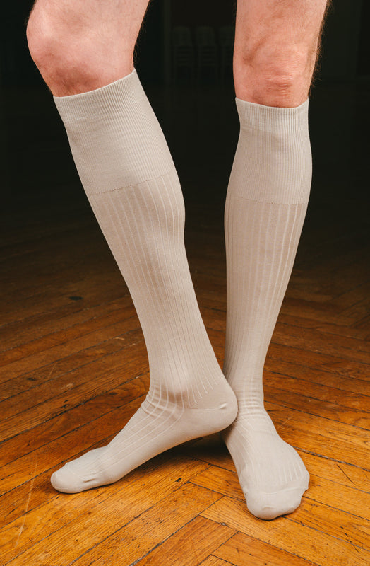 Pétrone mi-bas fil d’Écosse homme#couleur_beige