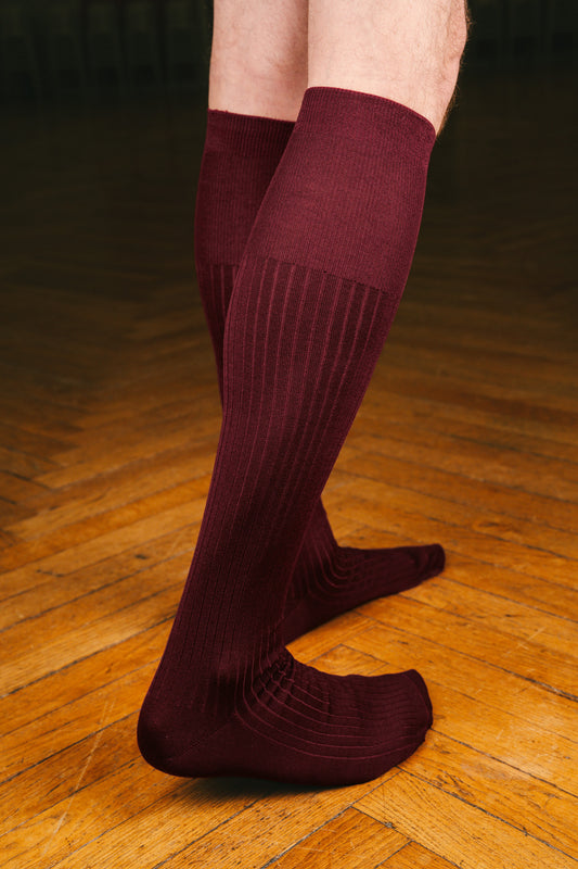 Pétrone mi-bas fil d’Écosse homme#couleur_bordeaux-foncé