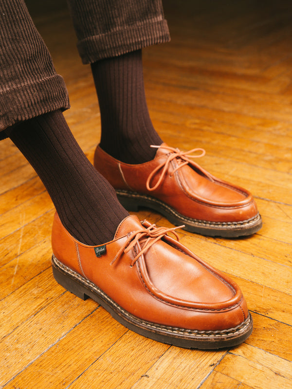 Pétrone mi-bas fil d’Écosse  homme#couleur_marron-foncé