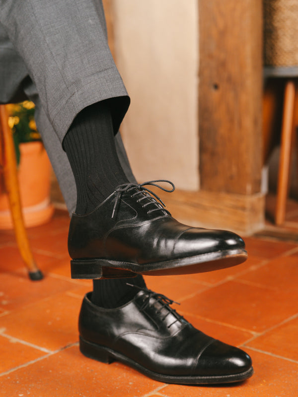 Pétrone mi-bas fil d’Écosse  homme#couleur_noir