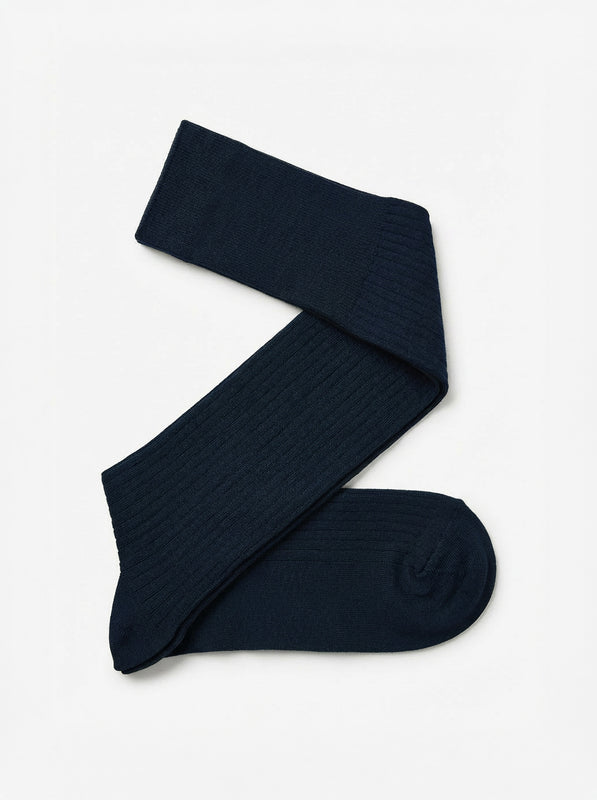 Pétrone mi-bas fil d’Écosse homme#couleur_bleu marine