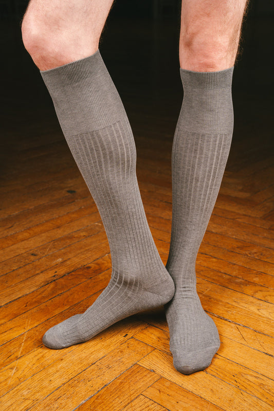 Pétrone mi-bas fil d’Écosse  homme#couleur_gris-moyen-chiné