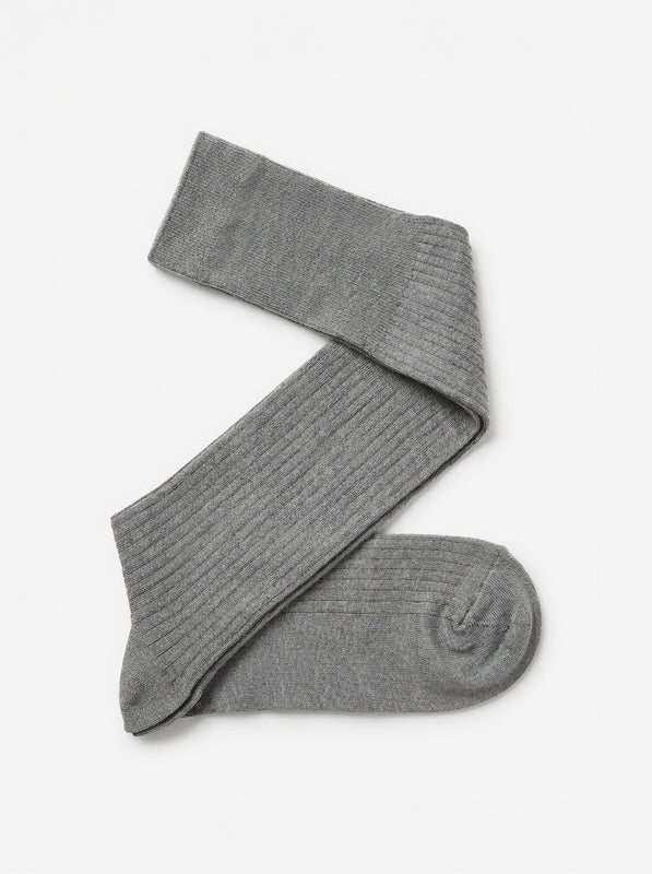 Pétrone mi-bas fil d’Écosse homme#couleur_gris-moyen-chiné