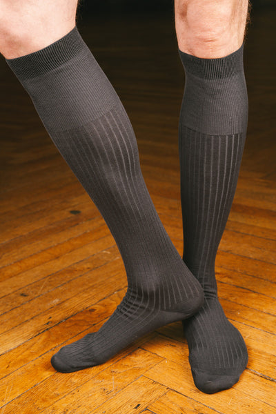 Pétrone mi-bas fil d’Écosse homme#couleur_gris