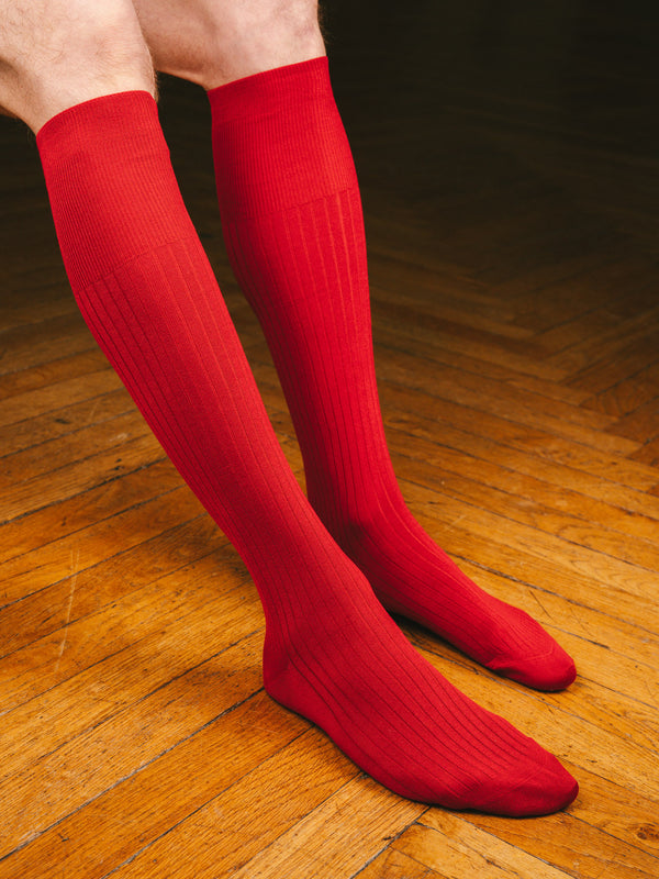 Pétrone mi-bas fil d’Écosse homme#couleur_rouge