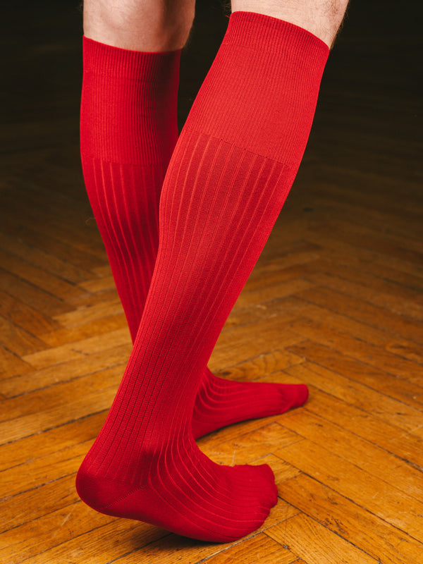 Pétrone mi-bas fil d’Écosse homme#couleur_rouge