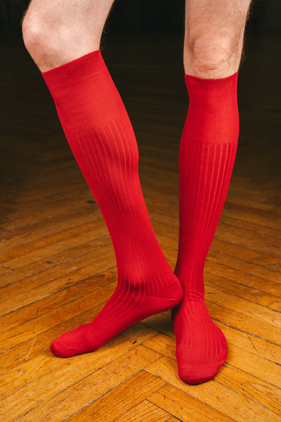 Pétrone mi-bas fil d’Écosse homme#couleur_rouge