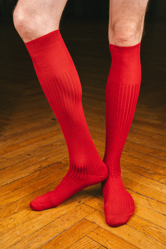 Pétrone mi-bas fil d’Écosse homme#couleur_rouge