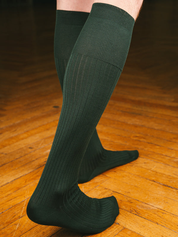 Pétrone mi-bas fil d’Écosse  homme#couleur_vert-bouteille